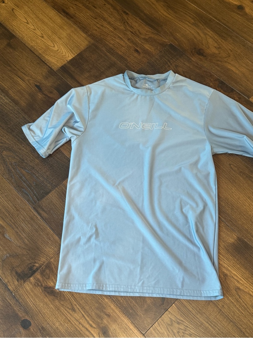 O'Neill Men's Light Blue Short Sleeve Rash Guard with Chest Logo